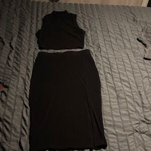 SHEIN Black Sleeveless Skirt Set